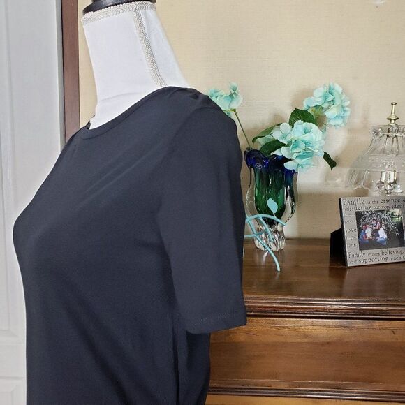 Zara Basic Soft Black Tee with Hip Scarf Midi Dress womens S small Crew Neck - Picture 6 of 10